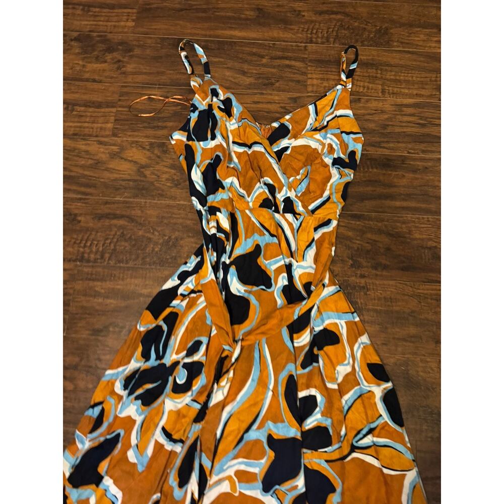 MSK Brown Blue Sleeveless Sundress Beach Maxi Dress / SZ XL - Picture 3 of 9